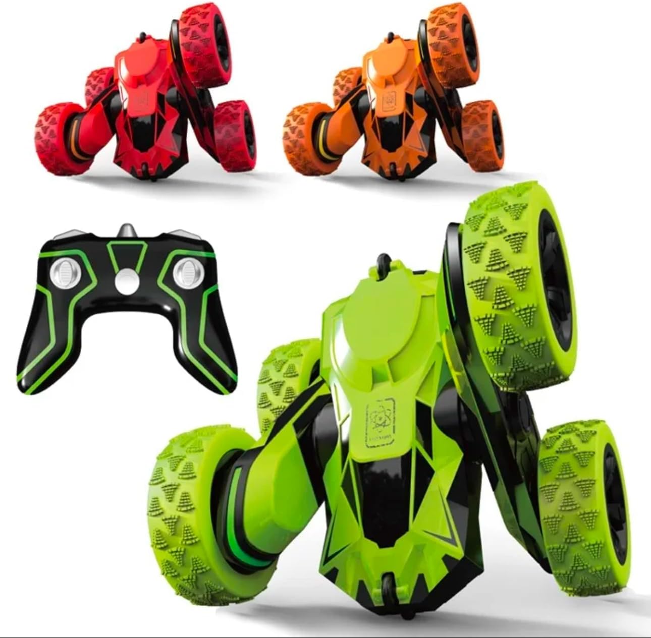 Sabocha Fancy Stunt R/C Remote Control Stunt Car, 4WD, 2.4 GHz, 360° Double-Sided Flips, LED Lights, 24 cm, for Ages 6+
