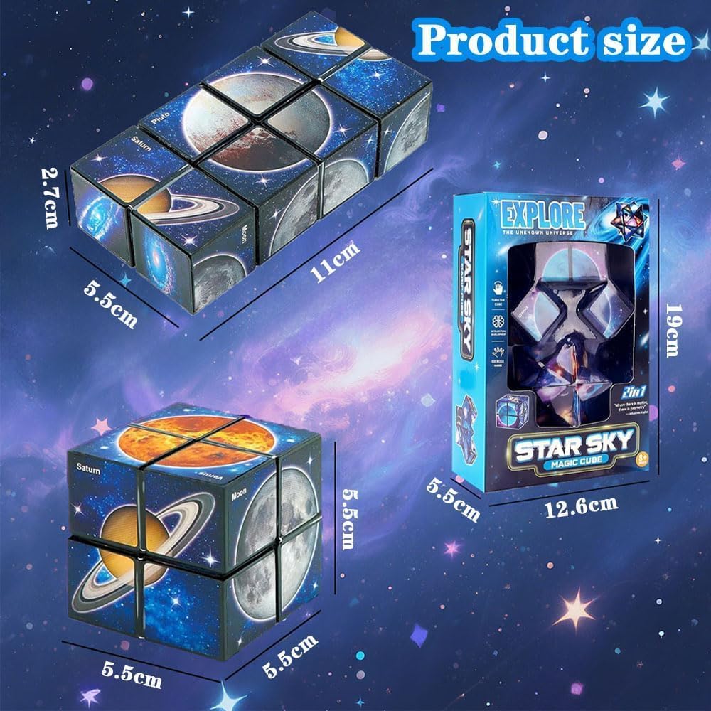 6 7 8 9 10 11 Year Old Boy Gifts: Infinity Cubes Toys for Kids Age 8-12 Birthday Presents for Girls Boys Autism Travel Magic Cube for Children Space Solar System Fidget Puzzles Smart Games Toy
