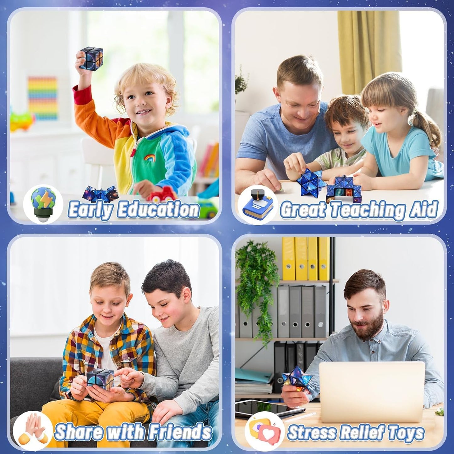 6 7 8 9 10 11 Year Old Boy Gifts: Infinity Cubes Toys for Kids Age 8-12 Birthday Presents for Girls Boys Autism Travel Magic Cube for Children Space Solar System Fidget Puzzles Smart Games Toy