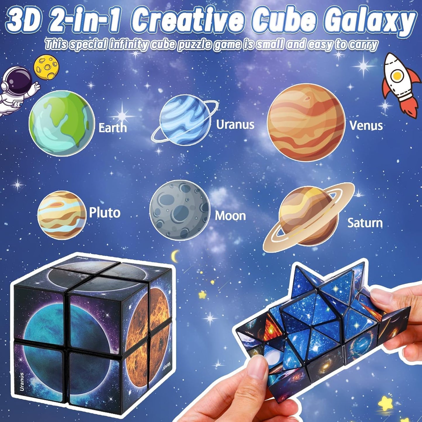6 7 8 9 10 11 Year Old Boy Gifts: Infinity Cubes Toys for Kids Age 8-12 Birthday Presents for Girls Boys Autism Travel Magic Cube for Children Space Solar System Fidget Puzzles Smart Games Toy