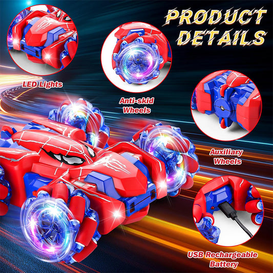 Spider Remote Control Cars, 360° Flips Stunt RC Car with Cool Lights & Mussic for Kids 3 4 6 5 7 8+, 2.4Ghz Monster Truck for Boys Girls Birthday Gifts Xmas Present Toys Age 3-10 4-6 5-7