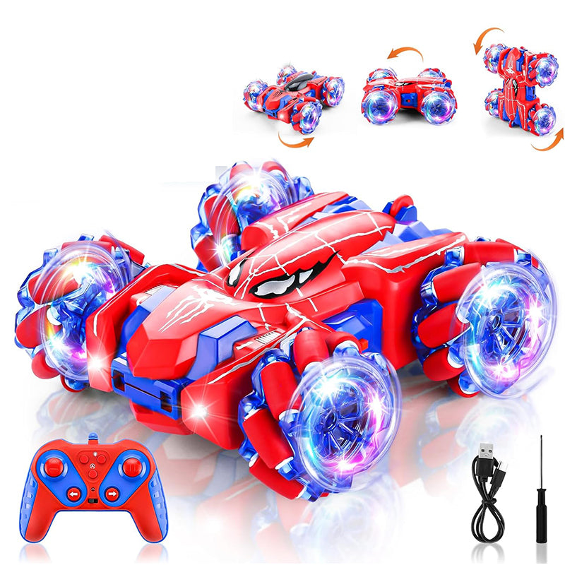 Spider Remote Control Cars, 360° Flips Stunt RC Car with Cool Lights & Mussic for Kids 3 4 6 5 7 8+, 2.4Ghz Monster Truck for Boys Girls Birthday Gifts Xmas Present Toys Age 3-10 4-6 5-7