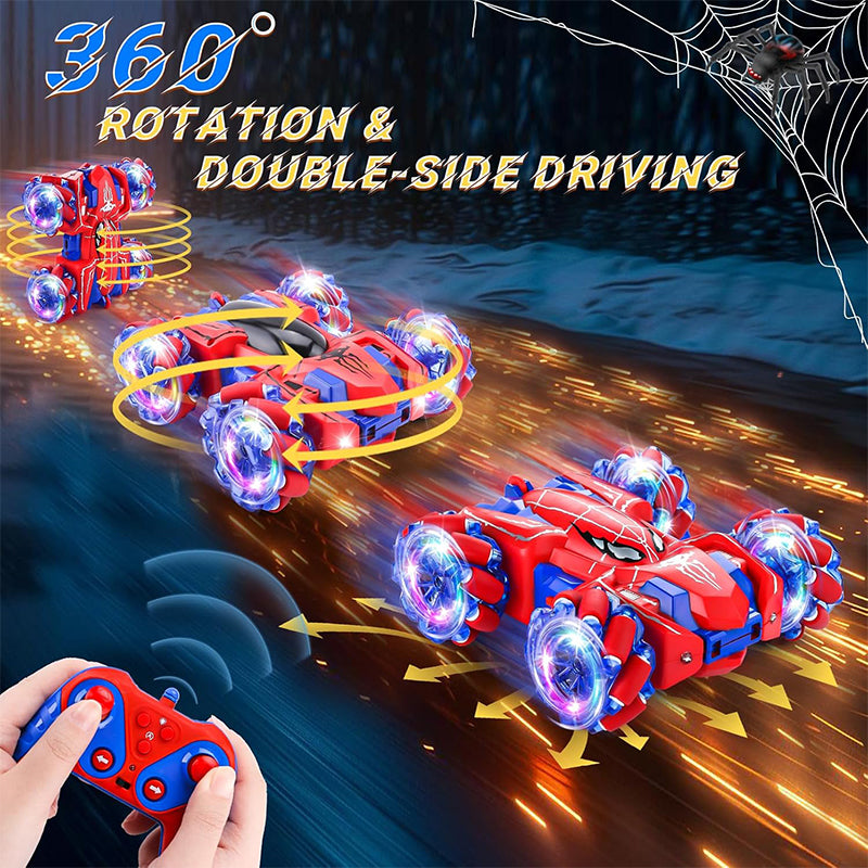 Spider Remote Control Cars, 360° Flips Stunt RC Car with Cool Lights & Mussic for Kids 3 4 6 5 7 8+, 2.4Ghz Monster Truck for Boys Girls Birthday Gifts Xmas Present Toys Age 3-10 4-6 5-7